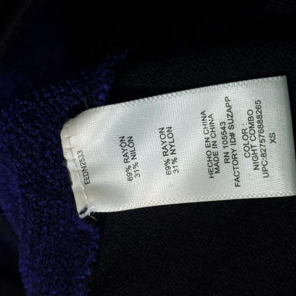 Elie Tahari Design Nation Womens Dress Size XS Black Purple Fitted Sweater Knit - Picture 3 of 4